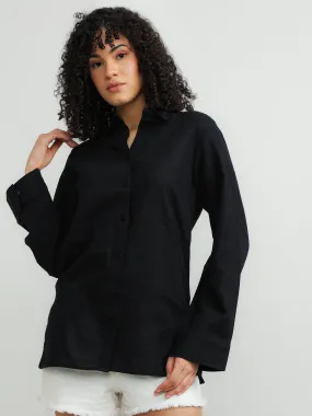 Women Cotton Black Elegant Shirt