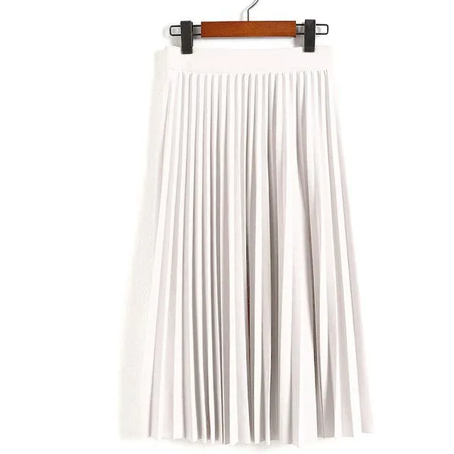 Women Skirts New Fashion Women's High Waist Pleated Solid Color Ankle Length Skirt All-match chiffon Clothing