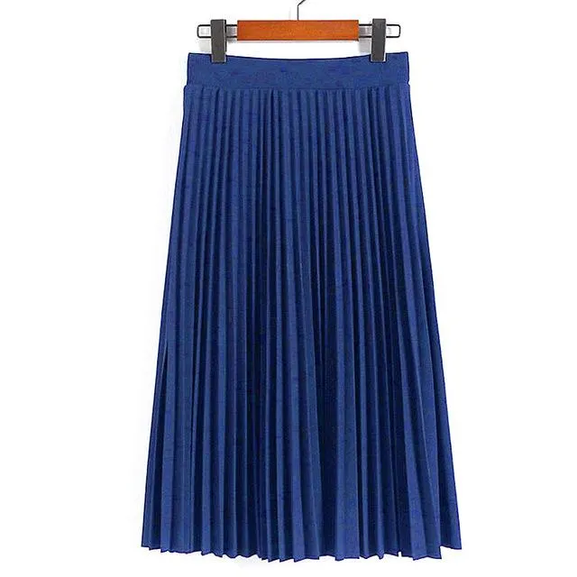 Women Skirts New Fashion Women's High Waist Pleated Solid Color Ankle Length Skirt All-match chiffon Clothing