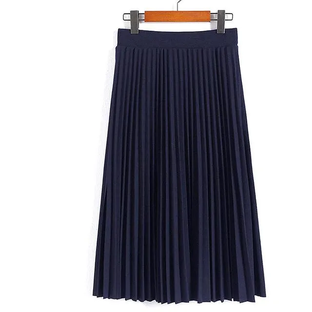 Women Skirts New Fashion Women's High Waist Pleated Solid Color Ankle Length Skirt All-match chiffon Clothing