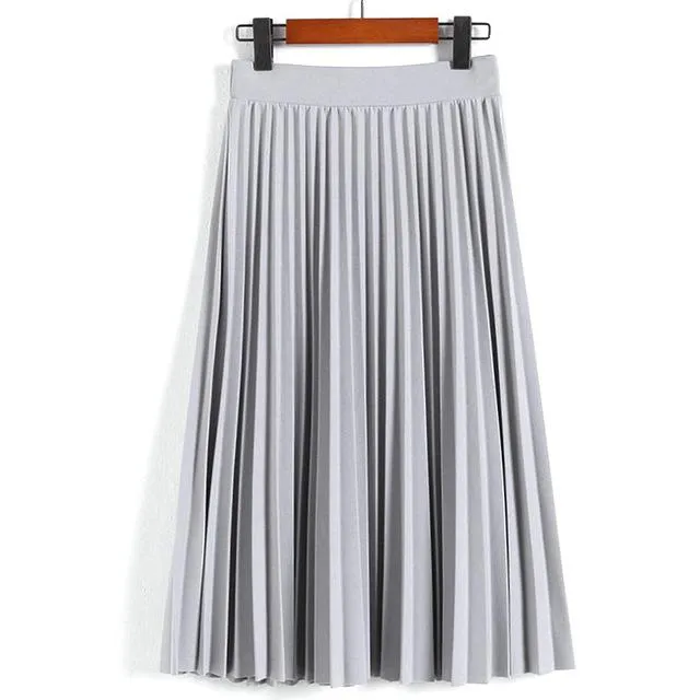 Women Skirts New Fashion Women's High Waist Pleated Solid Color Ankle Length Skirt All-match chiffon Clothing