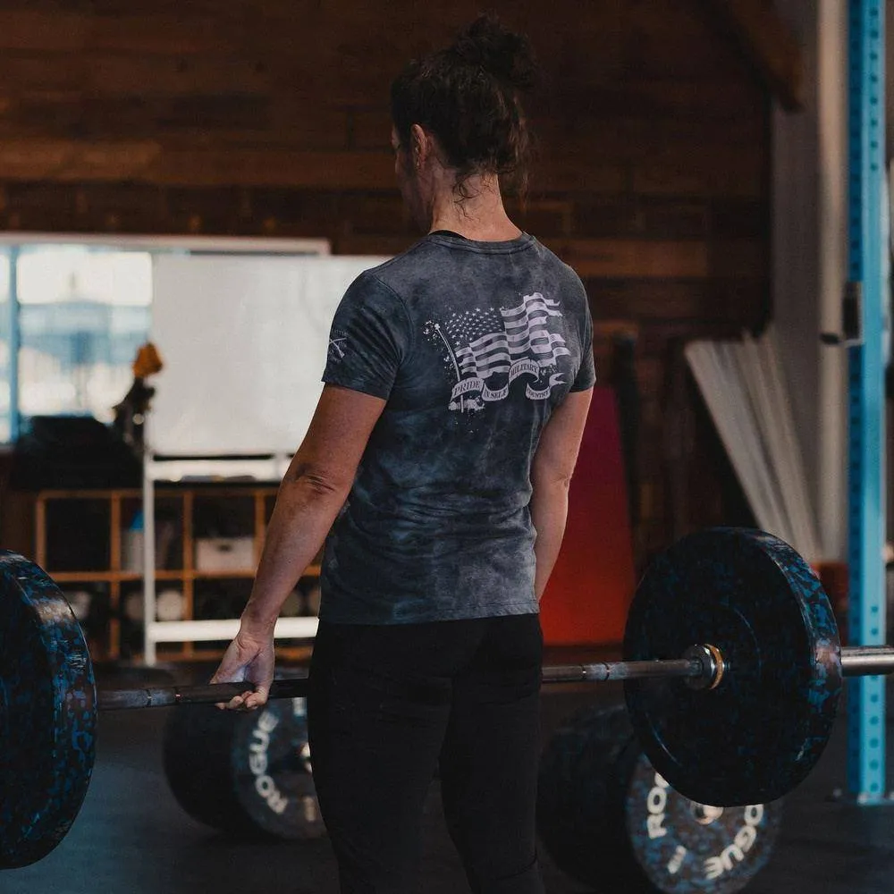 Women's Flag Salute Slim Fit T-Shirt - Black Wash