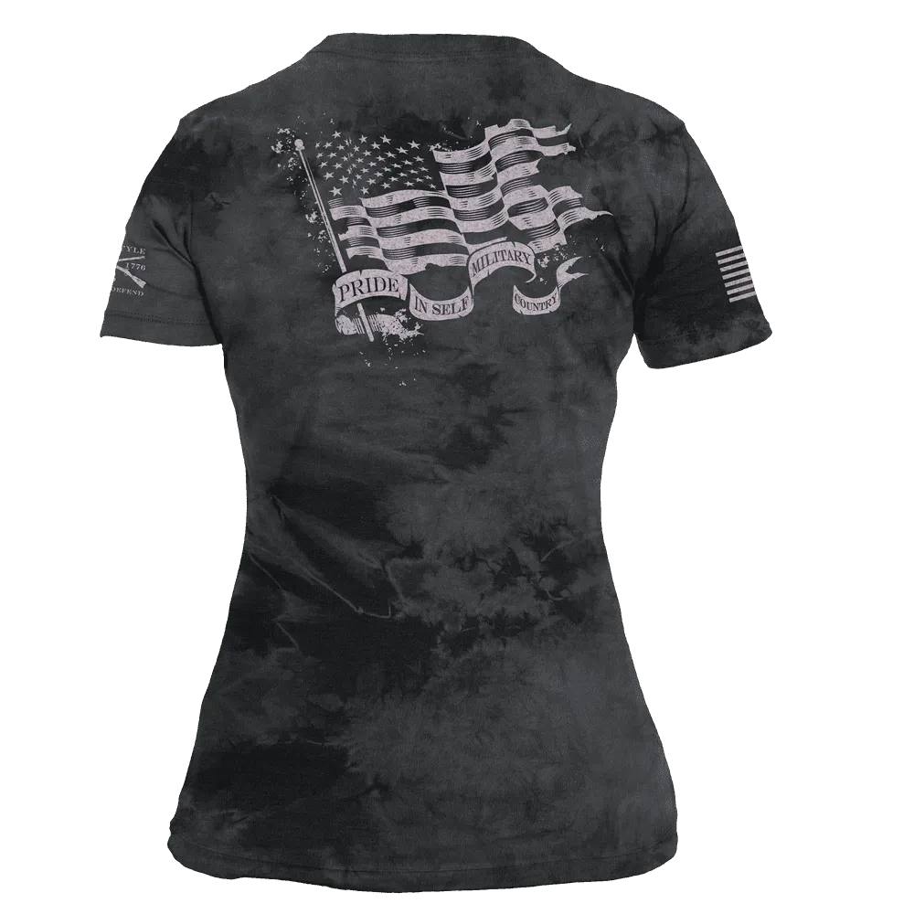 Women's Flag Salute Slim Fit T-Shirt - Black Wash