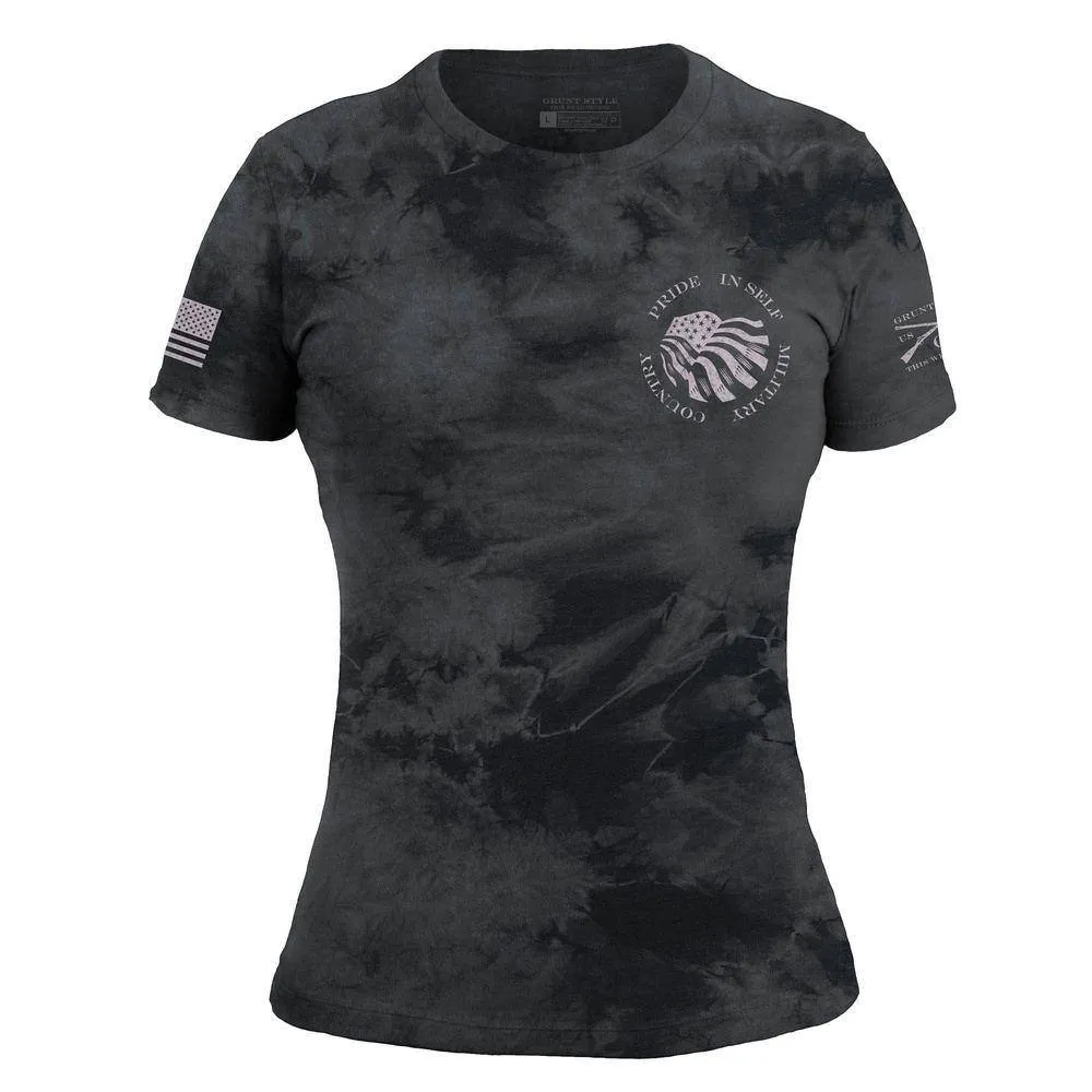 Women's Flag Salute Slim Fit T-Shirt - Black Wash